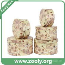 Printed Round Paper Gift Box / Rigid Cardboard Storage Box Set